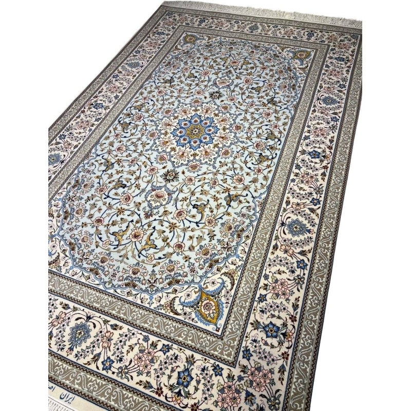 Luxurious wool and silk Persian rug crafted by Kheirie in Isfahan.
