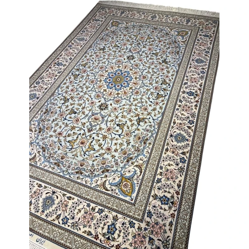 Luxurious wool and silk Persian rug crafted by Kheirie in Isfahan.