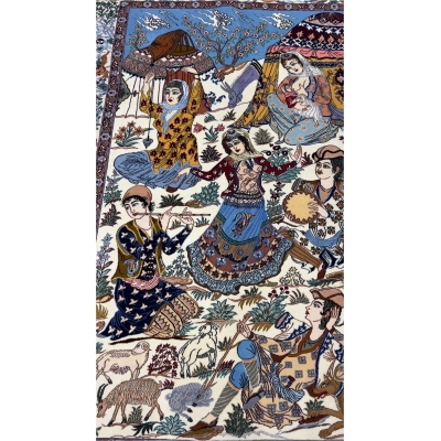 "Authentic Persian wool rug from Isfahan – 175x105 cm, hand-knotted with 810,000 knots/m², featuring a wool and silk pile for a timeless and sophisticated look."