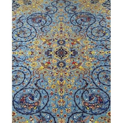 Exclusive hand-knotted Persian silk rug available for purchase