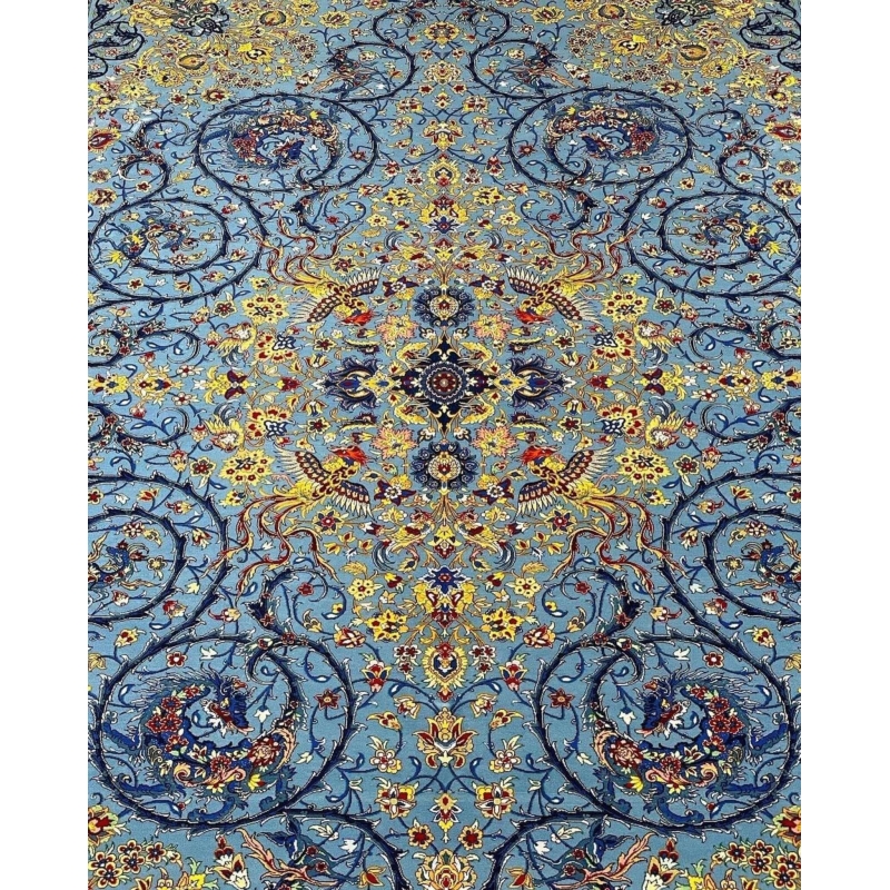 Exclusive hand-knotted Persian silk rug available for purchase