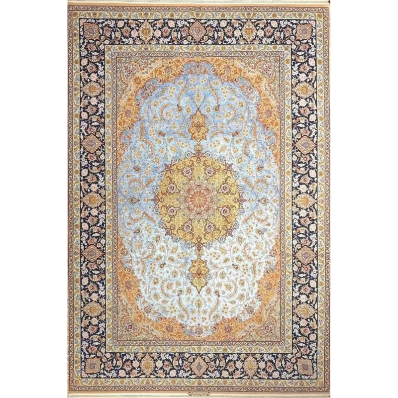 "Handmade Silk Persian Rug from Isfahan, 350 cm x 250 cm - Akhtarian Weaver"