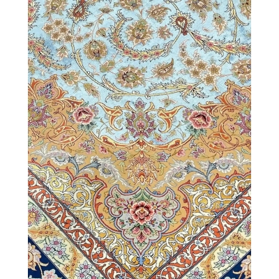 "Luxury Silk and Wool Persian Rug, 350 cm x 250 cm - Traditional Isfahan Design"