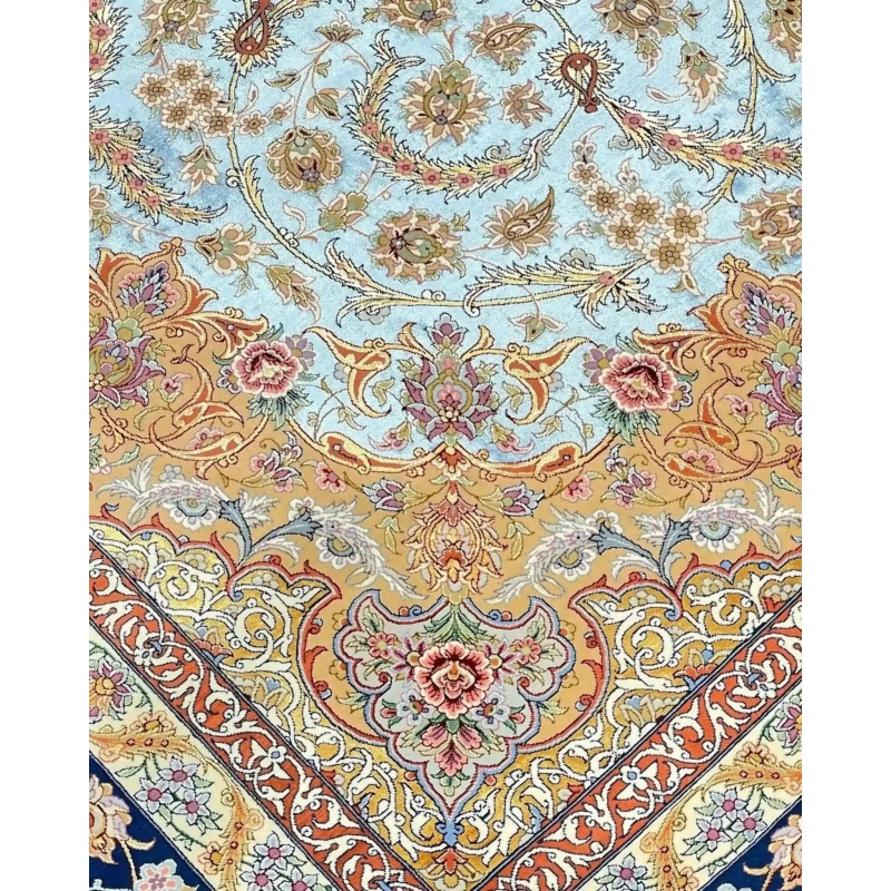 "Luxury Silk and Wool Persian Rug, 350 cm x 250 cm - Traditional Isfahan Design"