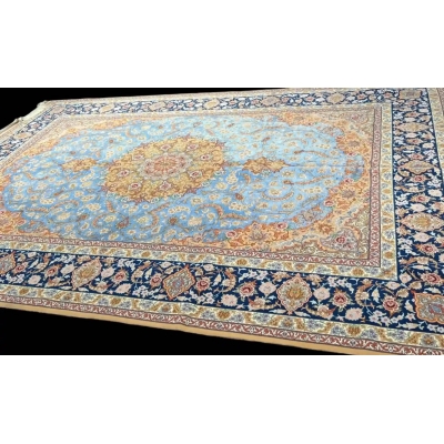 "Akhtarian Persian Rug - Authentic Silk and Wool, Hand-knotted Isfahan Design"