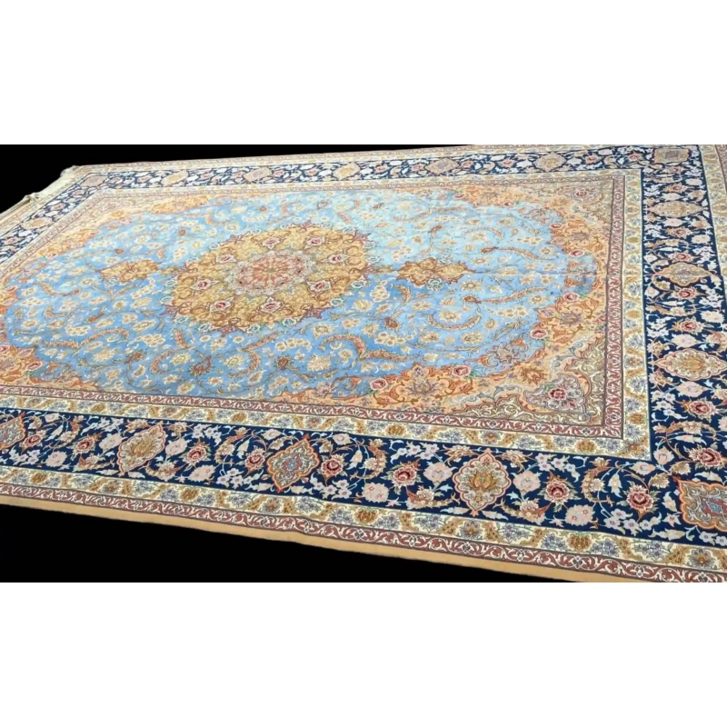 "Akhtarian Persian Rug - Authentic Silk and Wool, Hand-knotted Isfahan Design"