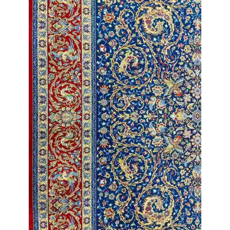 High-End Persian Wool Silk Rug – This handmade oriental rug, knotted by Mirzaie, offers a blend of wool and silk, showcasing timeless Persian artistry.