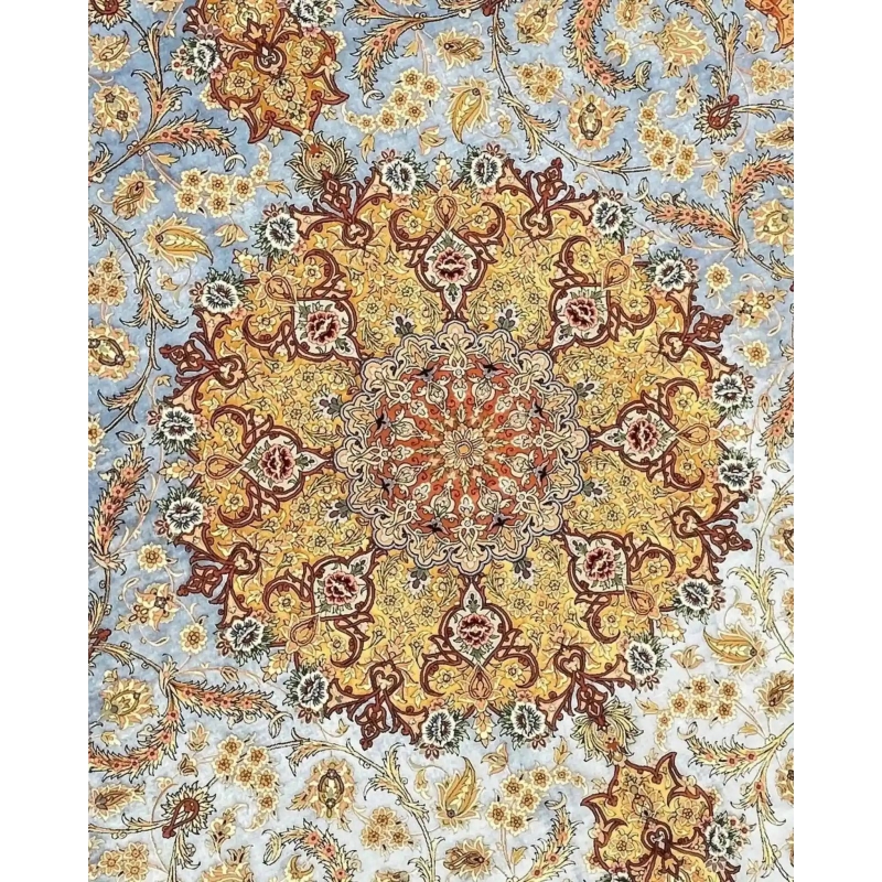 "High-Quality Persian Rug with Silk Pile, 11.5 x 8.2 feet, Handwoven by Akhtarian"