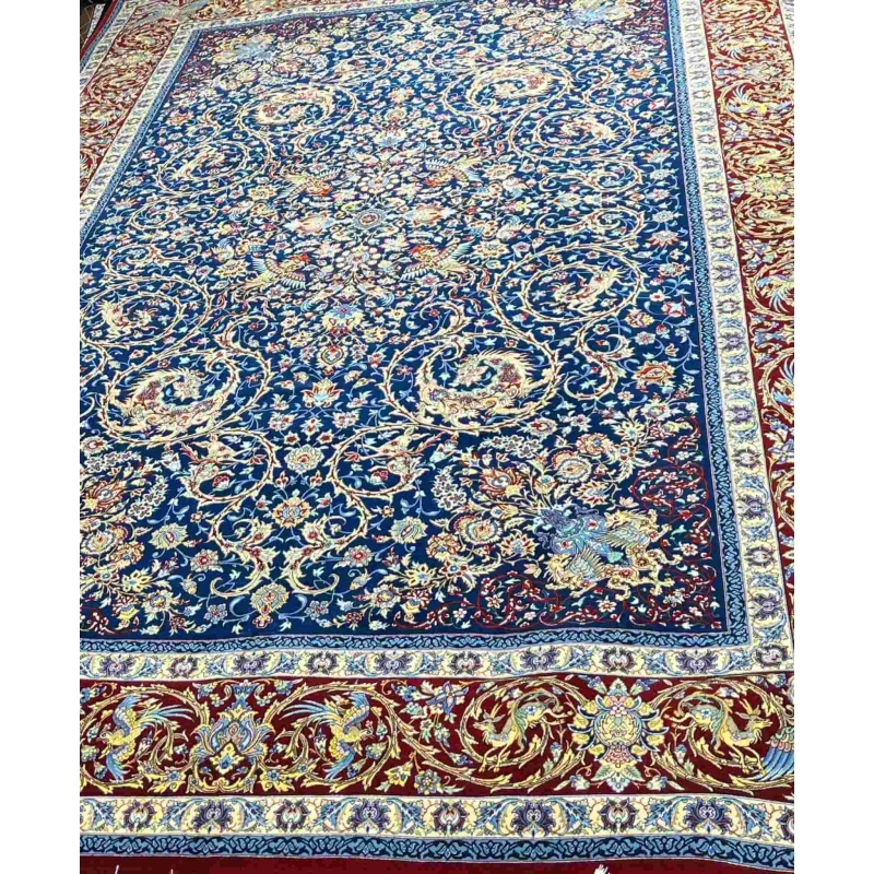Artisan Persian Area Rug – A hand-knotted, silk-warped rug with traditional Isfahan motifs, offering the perfect blend of vintage style and modern luxury.