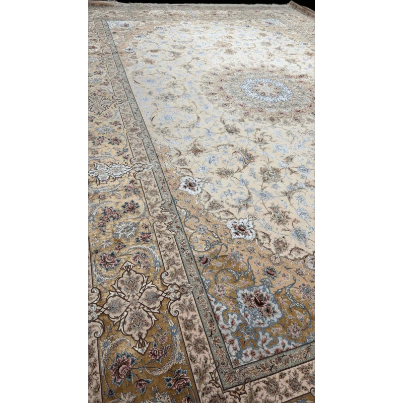 "High-quality large area rug, hand-knotted Persian carpet with a knot density of 1,100,000 knots per m²."