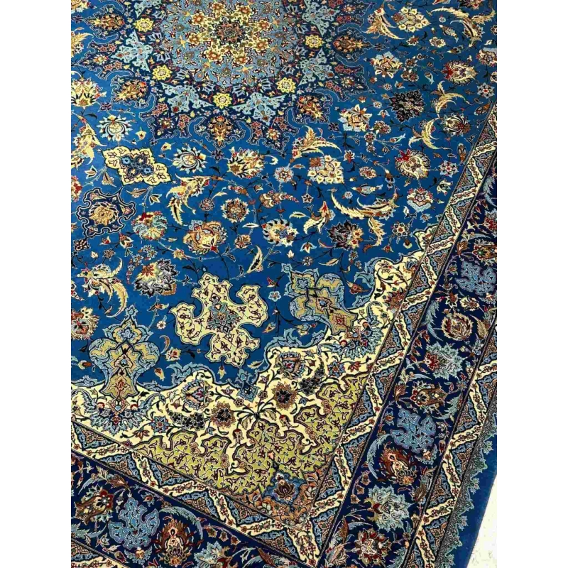 Isfahan Silk Persian Rug – A beautiful wool and silk blend Persian rug from Isfahan, hand-knotted by Mirzaie, perfect for adding a luxurious touch to any room.