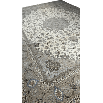 "New Persian rug for sale - 14.1 x 9.9 feet. Exquisite hand-knotted Isfahan rug crafted with silk and wool. Persian rugs available online for luxury home décor."