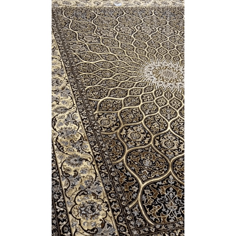 Davarie's Elegant Black Dome Rug featuring detailed craftsmanship