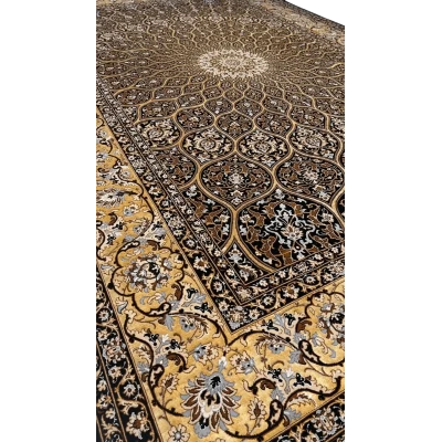 Sophisticated black and gold rug with Dome design by Davarie