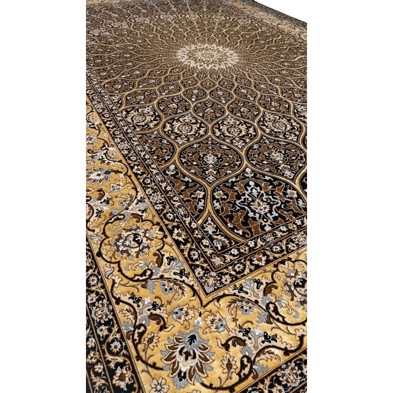 Sophisticated black and gold rug with Dome design by Davarie