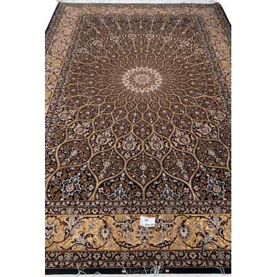 Close-up of the Elegant Black Dome Design Rug by Davarie showcasing the medallion