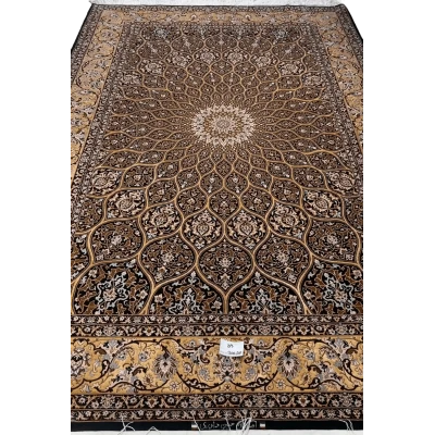 Close-up of the Elegant Black Dome Design Rug by Davarie showcasing the medallion