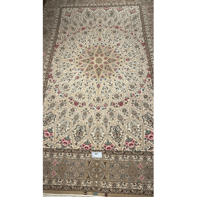 Beige Persian rug showcased in a home setting