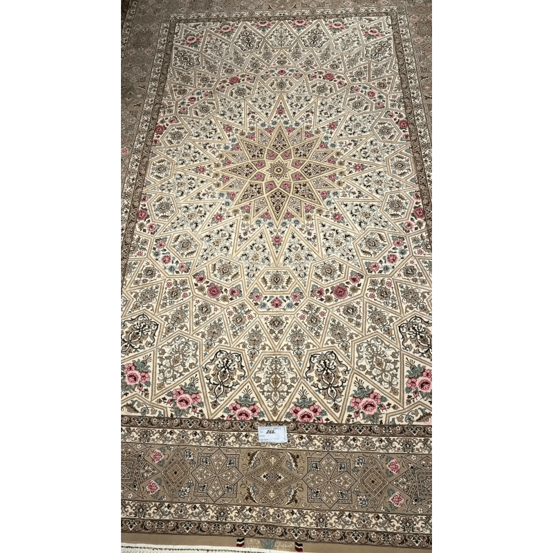 Beige Persian rug showcased in a home setting