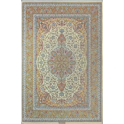 Authentic Isfahan Rug with detailed craftsmanship and complex design, 350x250 cm