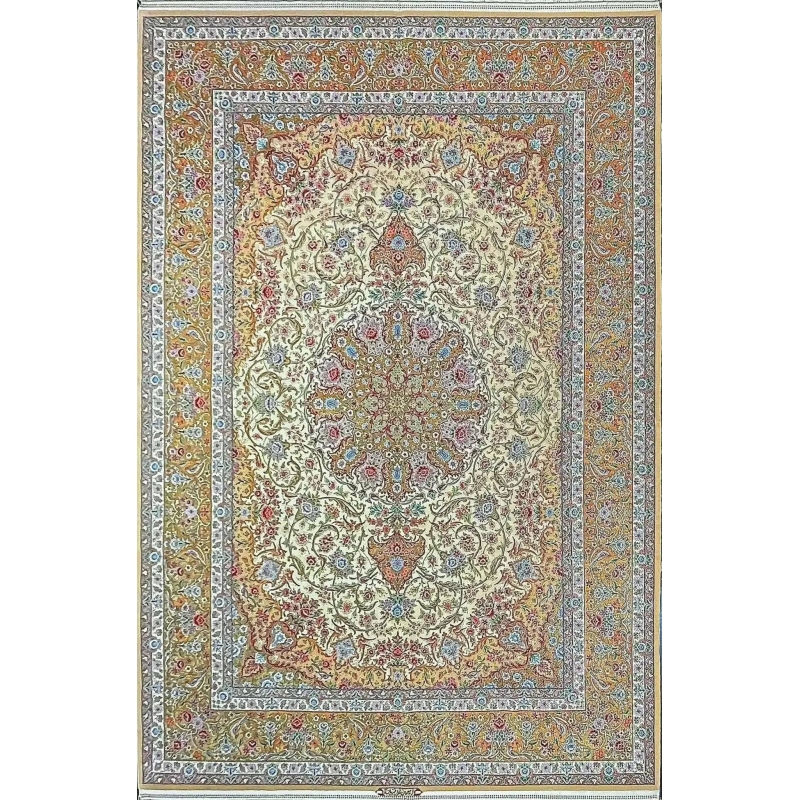Authentic Isfahan Rug with detailed craftsmanship and complex design, 350x250 cm