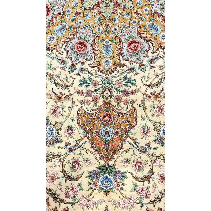 Detailed view of Isfahan rug with elaborate floral motifs, 350x250 cm dimensions