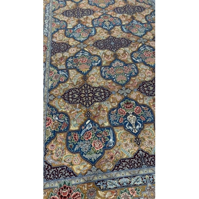 Isfahan Persian rug displaying vibrant colors and traditional design, featuring floral motifs and a high knot density.