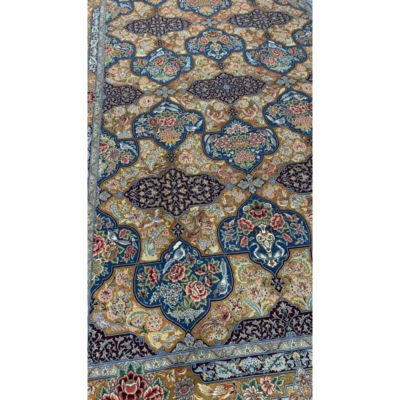 Isfahan Persian rug displaying vibrant colors and traditional design, featuring floral motifs and a high knot density.