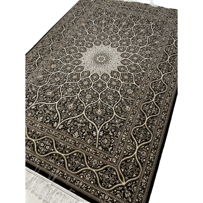 "Hand-knotted Persian rug from Isfahan with silk and wool blend, 240x160 cm, featuring intricate patterns and a knot density of 640,000 knots/m², adding a touch of luxury and tradition to your space. Ideal for home decor enthusiasts seeking authentic Persian craftsmanship."






