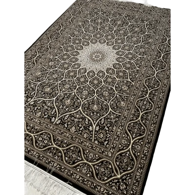 "Hand-knotted Persian rug from Isfahan with silk and wool blend, 240x160 cm, featuring intricate patterns and a knot density of 640,000 knots/m², adding a touch of luxury and tradition to your space. Ideal for home decor enthusiasts seeking authentic Persian craftsmanship."






