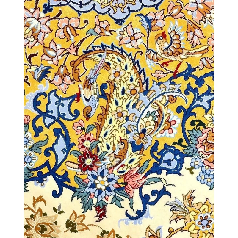 "Premium Isfahan hand-knotted Persian rug, ideal for brightening interiors."