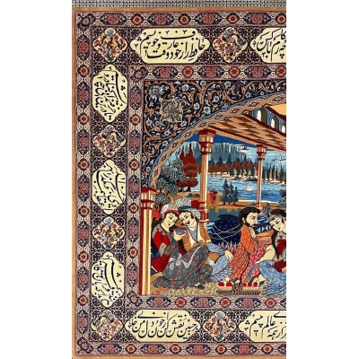 "High-quality Seirafian Persian rug with intricate scenes, crafted using traditional hand-knotting techniques."