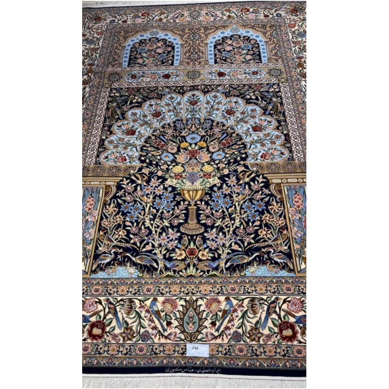 "Luxurious Persian rug featuring intricate motifs and borders"
