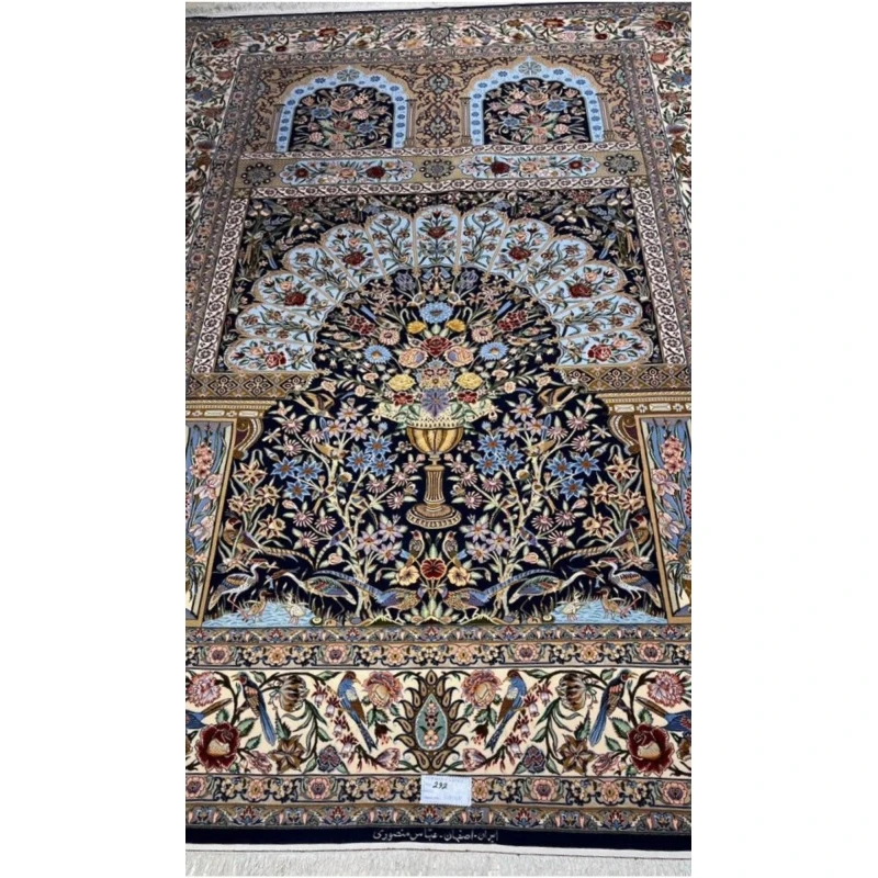 "Luxurious Persian rug featuring intricate motifs and borders"