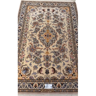 Wool and silk blend traditional Persian rug with intricate patterns