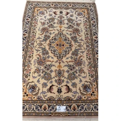 Wool and silk blend traditional Persian rug with intricate patterns