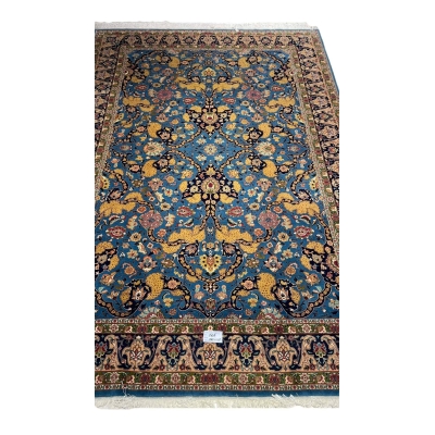 60-year-old antique Tabriz rug with intricate floral design, 282 x 198 cm.