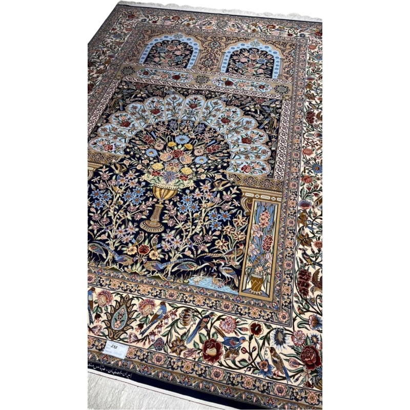 "Handcrafted wool and silk rug with natural dyes, 300 x 200 cm"