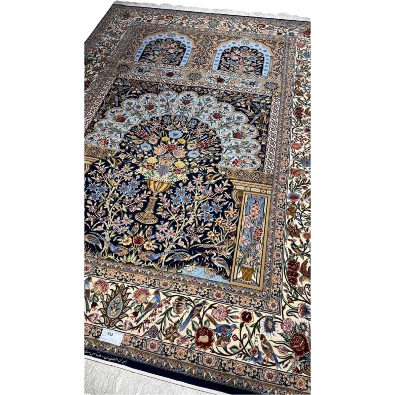 "Handcrafted wool and silk rug with natural dyes, 300 x 200 cm"