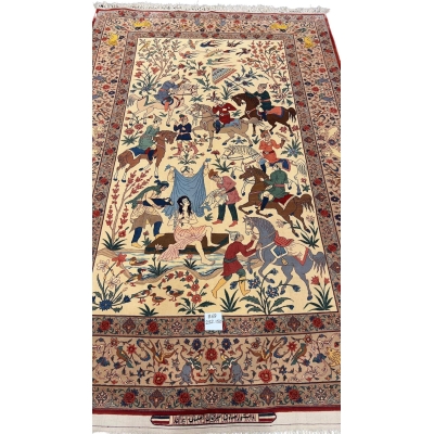 Antique Seirafian beige pictorial Persian carpet 222 x 150 cm