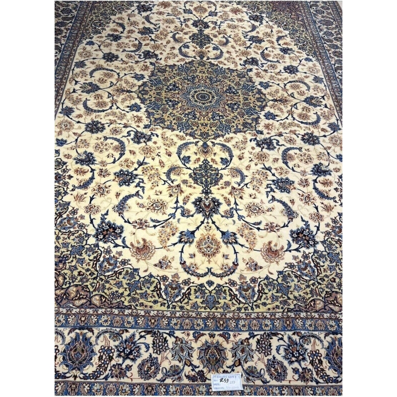 "60-year-old Persian rug with intricate floral patterns and silk-wool blend"