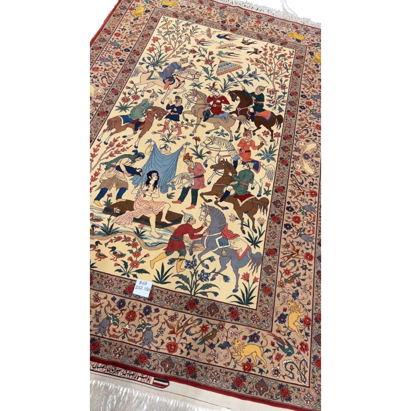 Hand-knotted Isfahan Persian carpet by Grand Master Sadegheh Seirafian