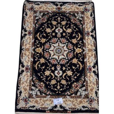"Handmade Iranian rug with luxurious silk warp and natural wool, available online"
