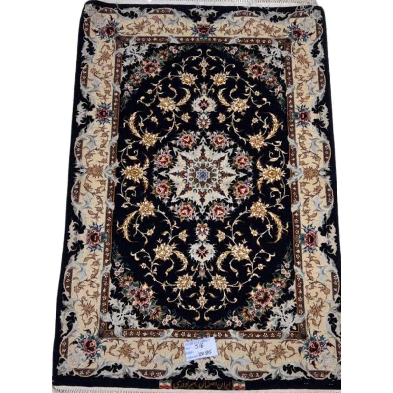 "Handmade Iranian rug with luxurious silk warp and natural wool, available online"