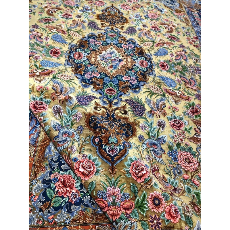 "Unique Isfahan Persian rug with central medallion and rich details."