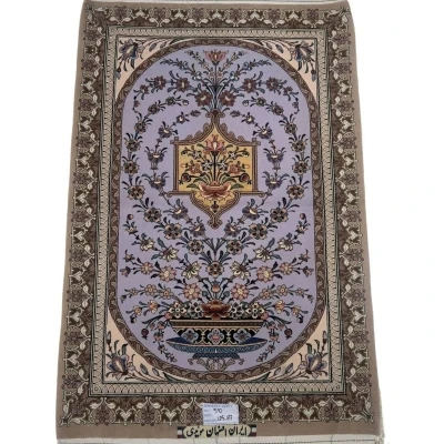  Small brown and purple Persian carpet with floral design