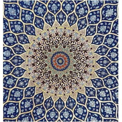 "Isfahan rug in silk and wool with an elegant central medallion."