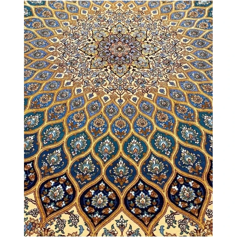 Detailed view of luxury 11x8 Persian Isfahan rug crafted from wool and silk