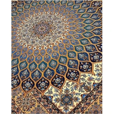 Close-up of the intricate dome-inspired design on Davarie Persian rug
