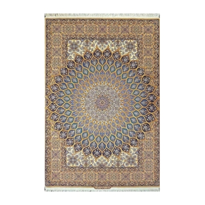 Authentic 11x8 Persian Isfahan rug with dome design, hand-knotted by Davarie